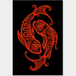 Red Pisces Zodiac Sign Posters and Art